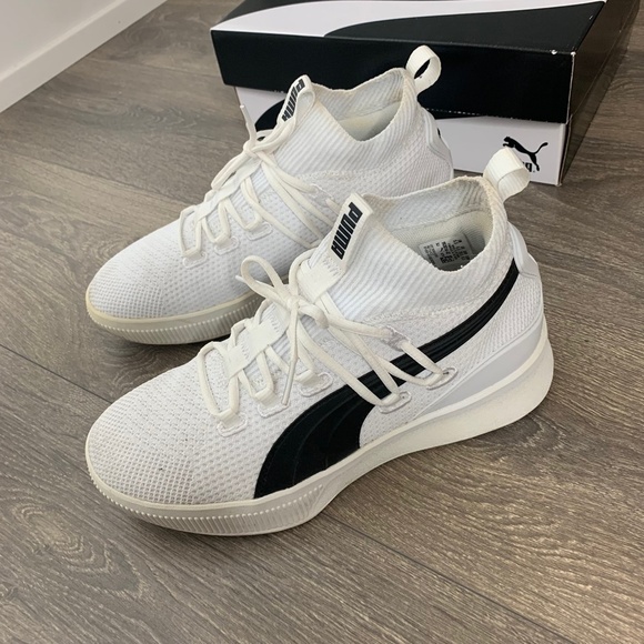 Puma Clyde Court GW Jr Running Shoes Knit Sneakers White Black Size 6.5 - Picture 7 of 14